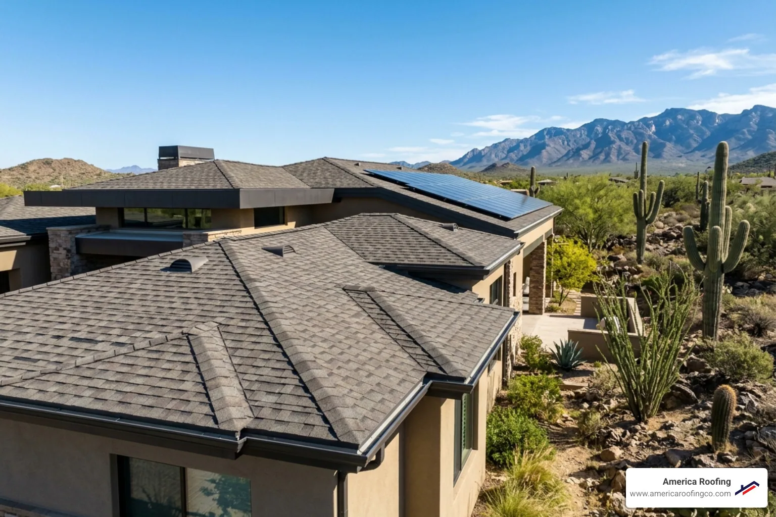 high quality architectural shingles on a residential home in Arizona desert climate - high quality architectural shingles
