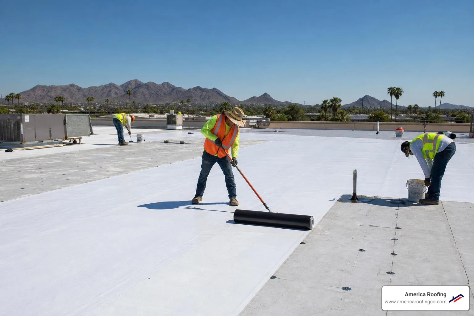 commercial roof membrane repair crew Arizona low slope roof