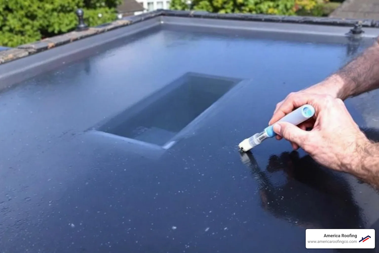 essential tools and materials for a flat roof patch laid out on a clean surface - leaking flat roof quick fix