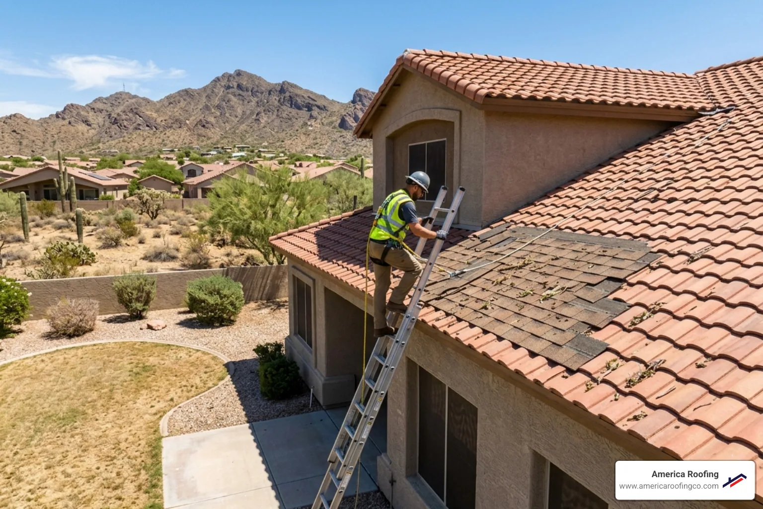 Professional roof inspection in Phoenix checking for storm damage - roof replacement checklist