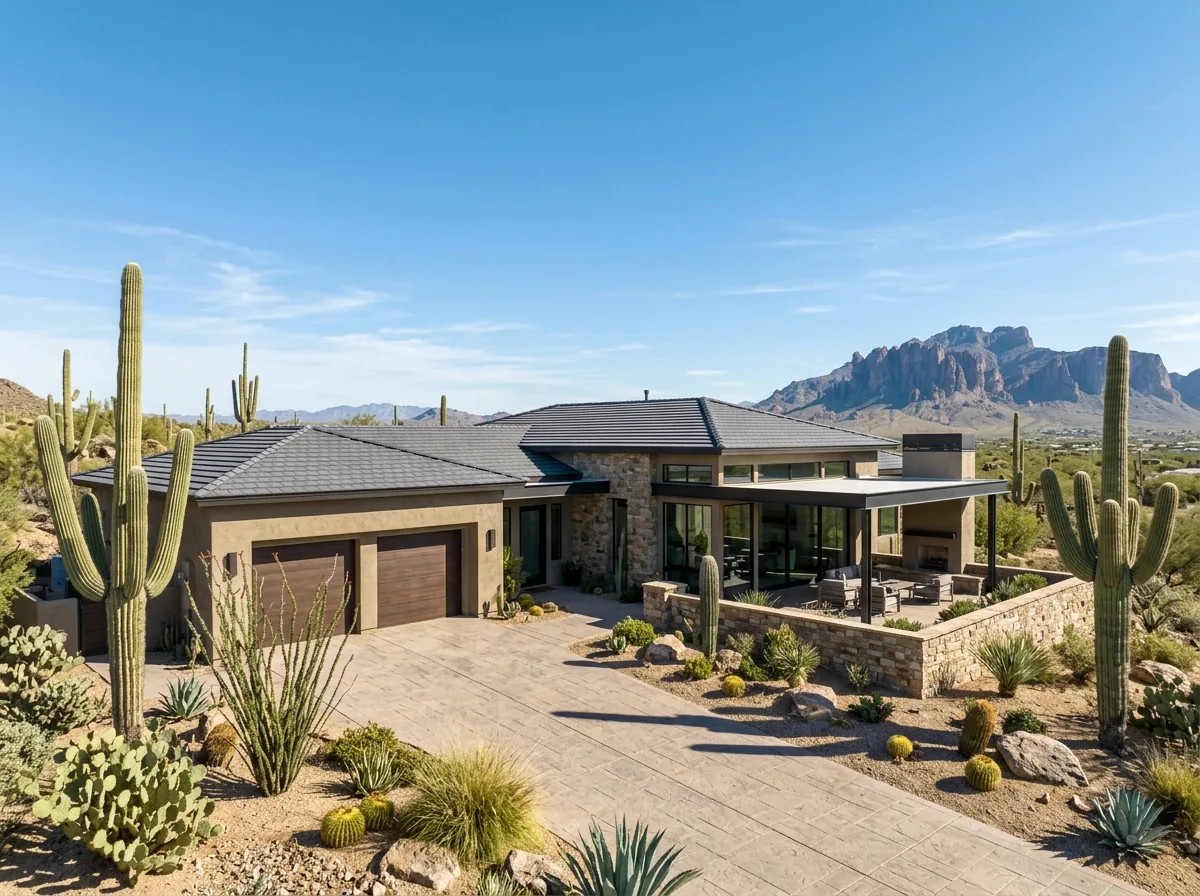 concrete tile roofing on Arizona home - concrete tile roofing