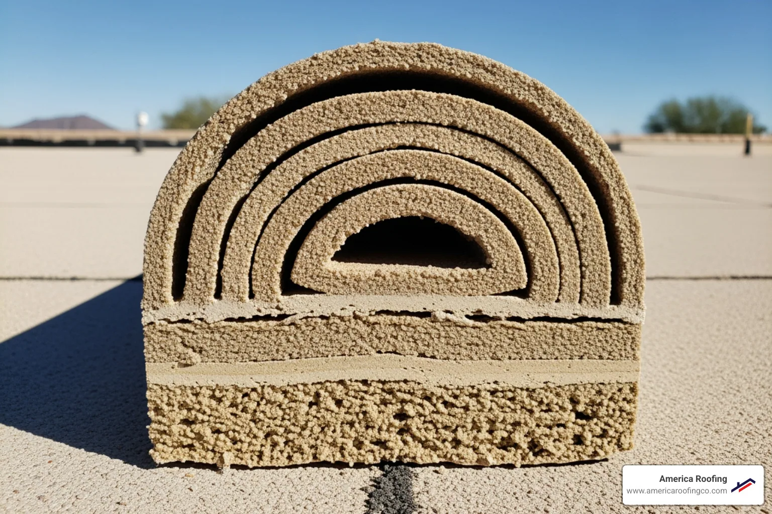 roof core sample showing dry insulation layers for flat roofs in arizona - flat roofs in arizona