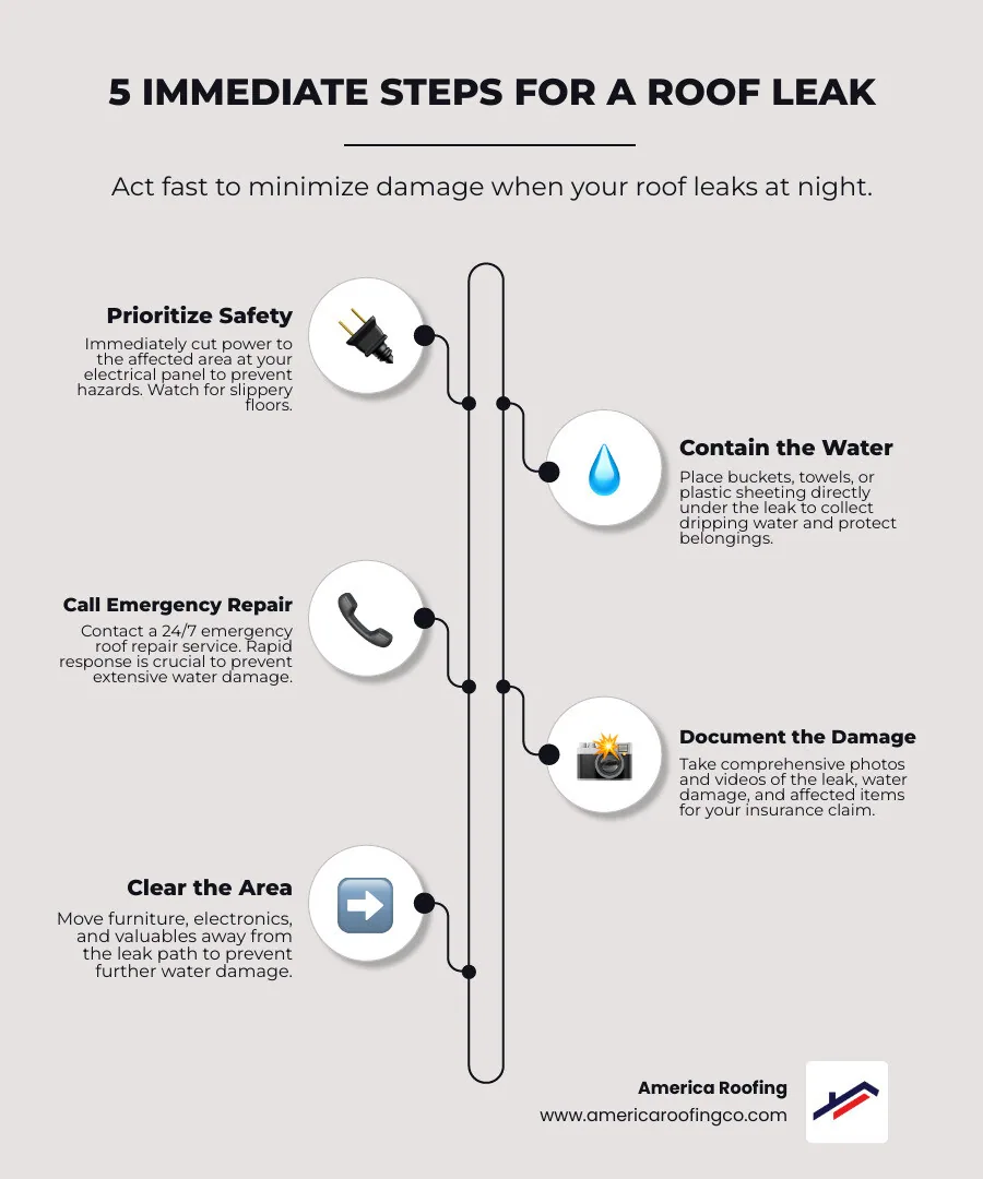 infographic explaining emergency roof leak response steps - 24 hour roof leak repair near me infographic infographic-line-5-steps-elegant_beige