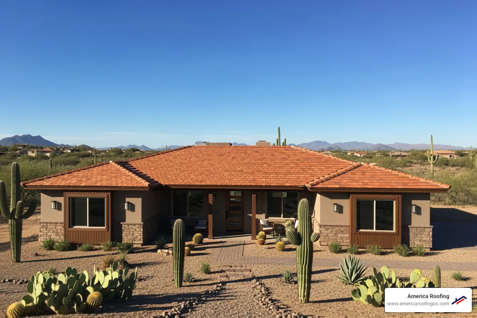 image of a friendly, professional roofer shaking hands with a satisfied homeowner in front of a newly roofed house. - free roof estimate