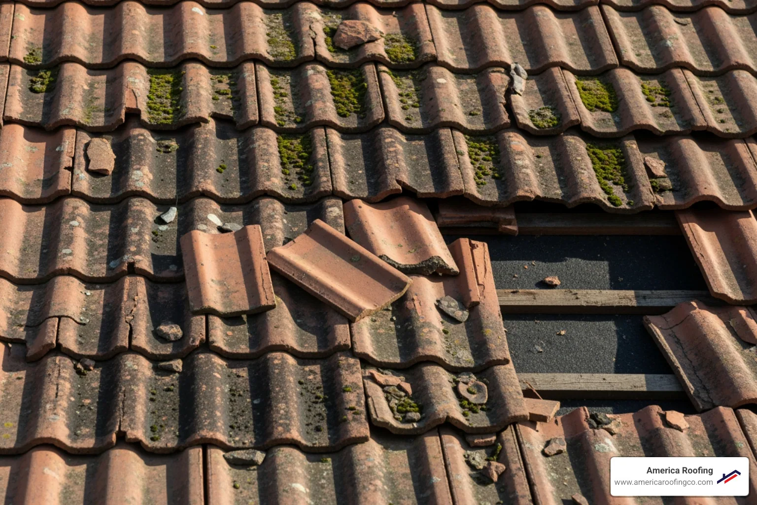 cracked, slipped, and discolored roof tiles - tile roof replacement