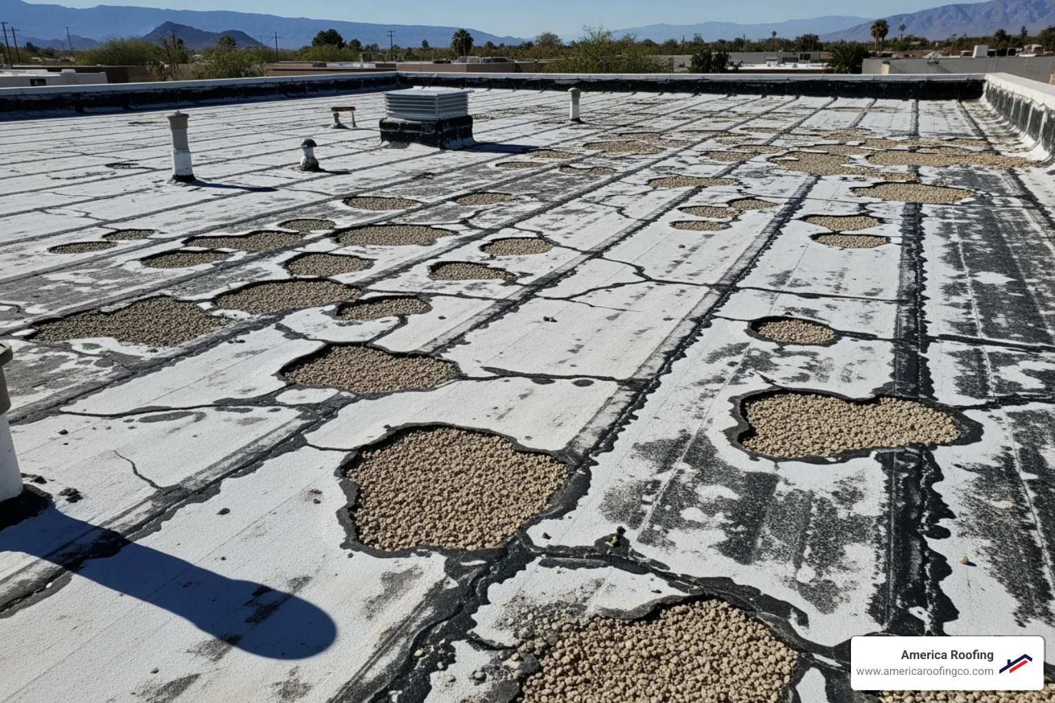 roof showing signs of sun damage or blistering - arizona commercial roofing