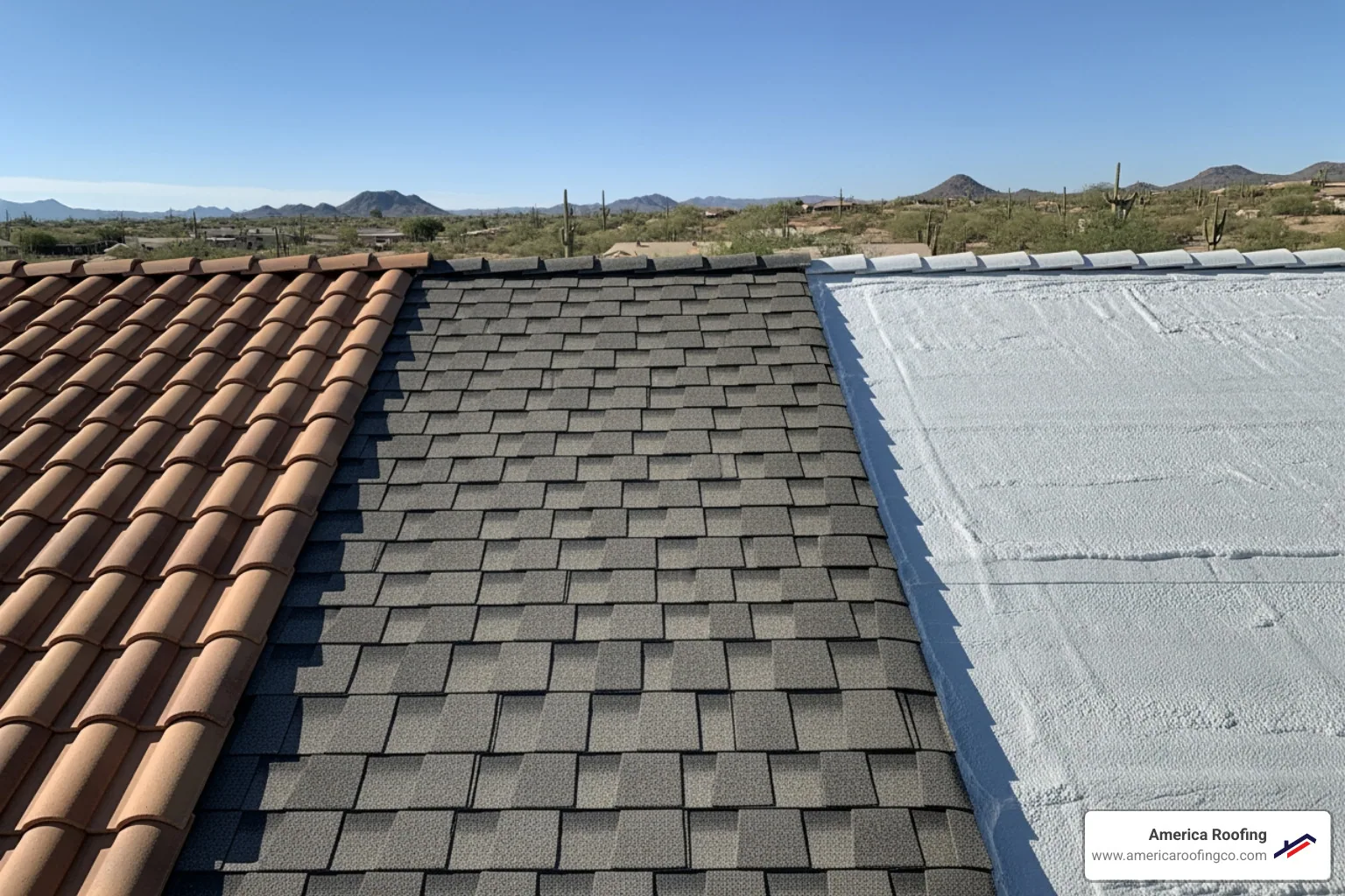 Comparison of tile, shingle, and foam roofing materials. - phoenix townhouse roof repair