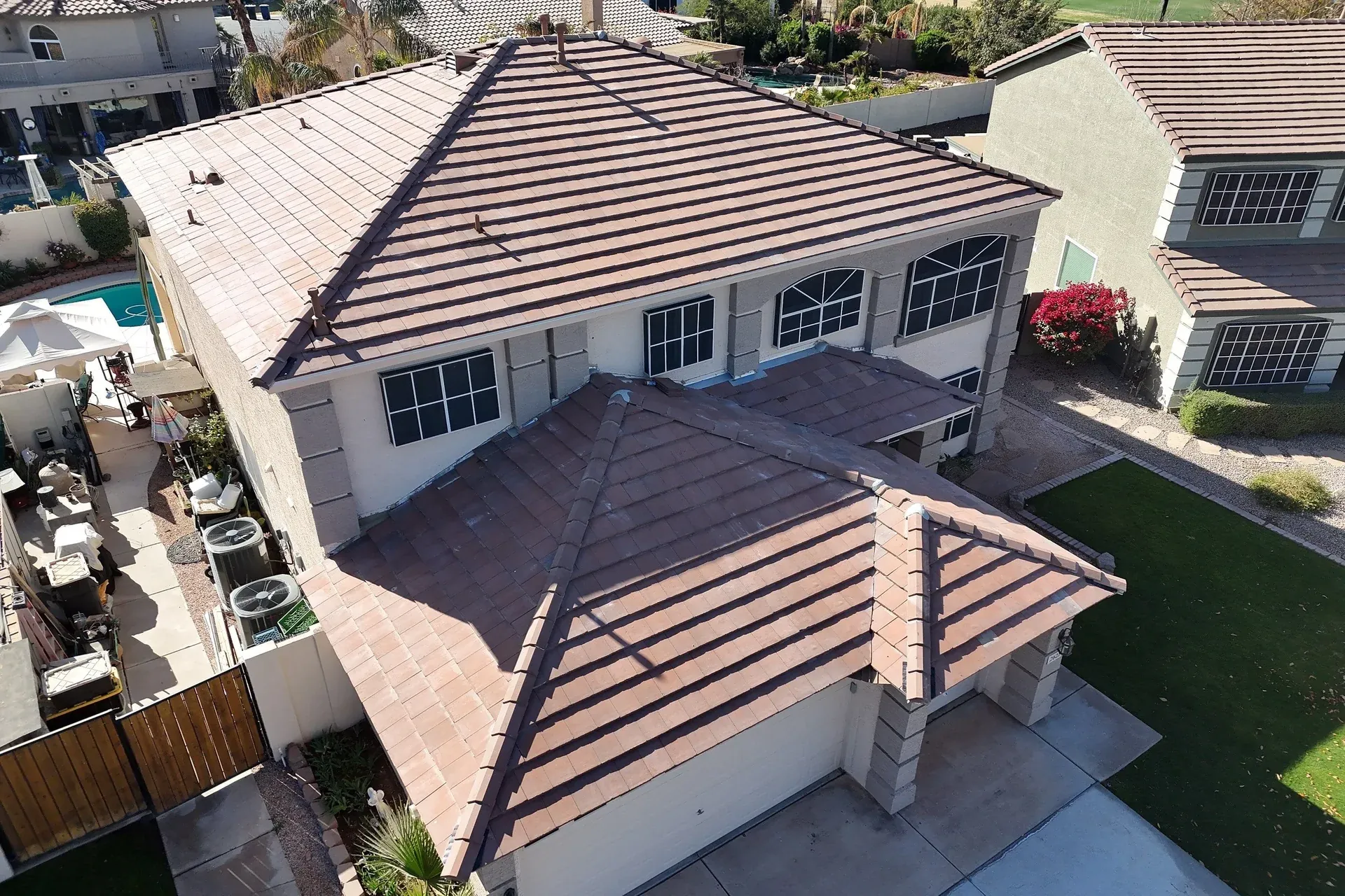 Completed tile roof on an Arizona home by America Roofing