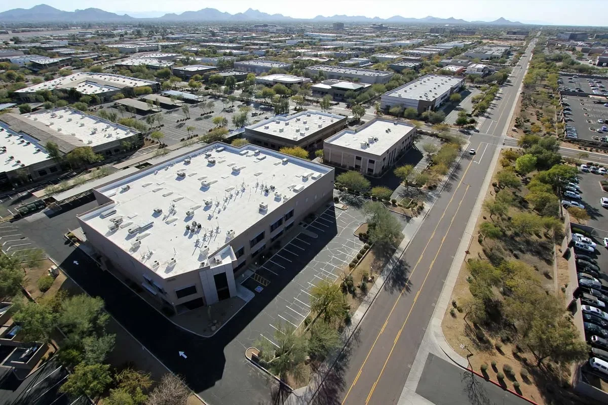 Completed Pro-Tech spray foam roofing system on a commercial building