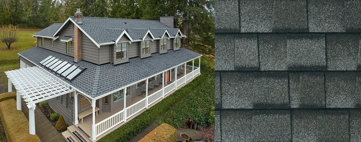 House with Timberline UHDZ® with UltraMat™ Pewter Gray roof shingles