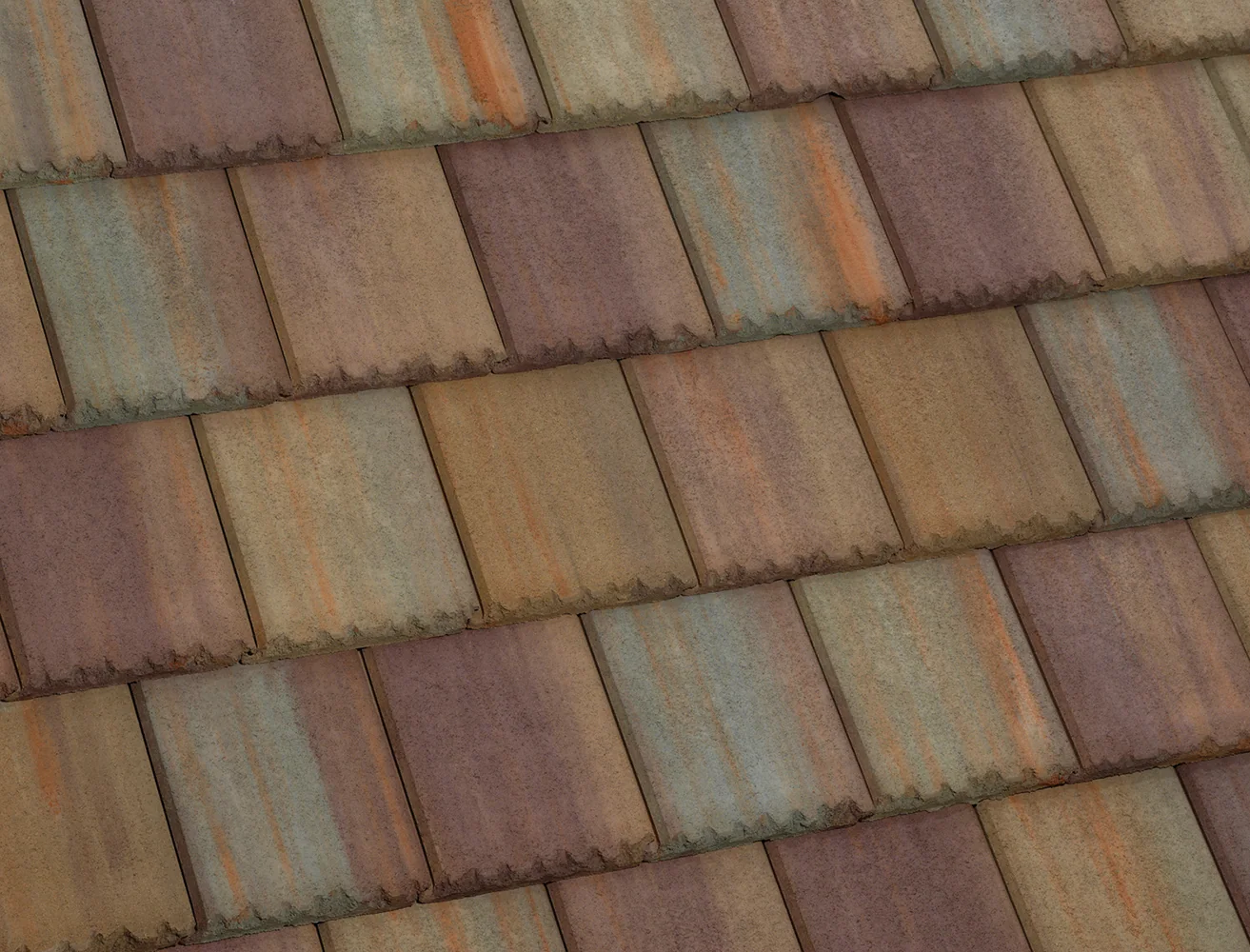Eagle Tapered Slate concrete roof tile in 49626R Rancho Cordova Blend Copper